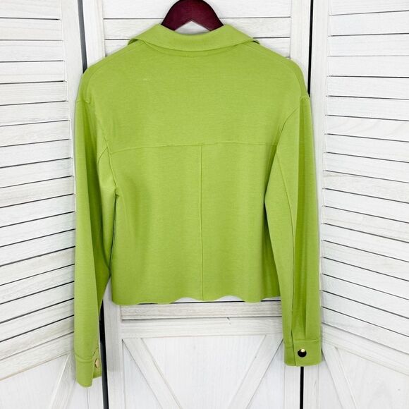 Joie Reverse Seam Jersey Knit Crop Lady Jacket Lime Green XS - Picture 9 of 13